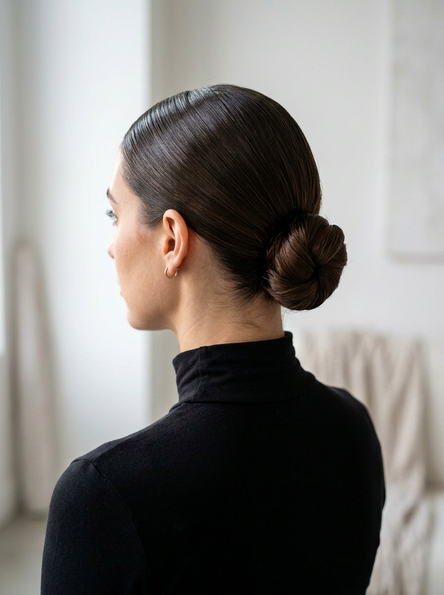 Slicked Back Low Bun For Women - 20 sleek hairstyle for mature women - 20 sleek hairstyle for mature women