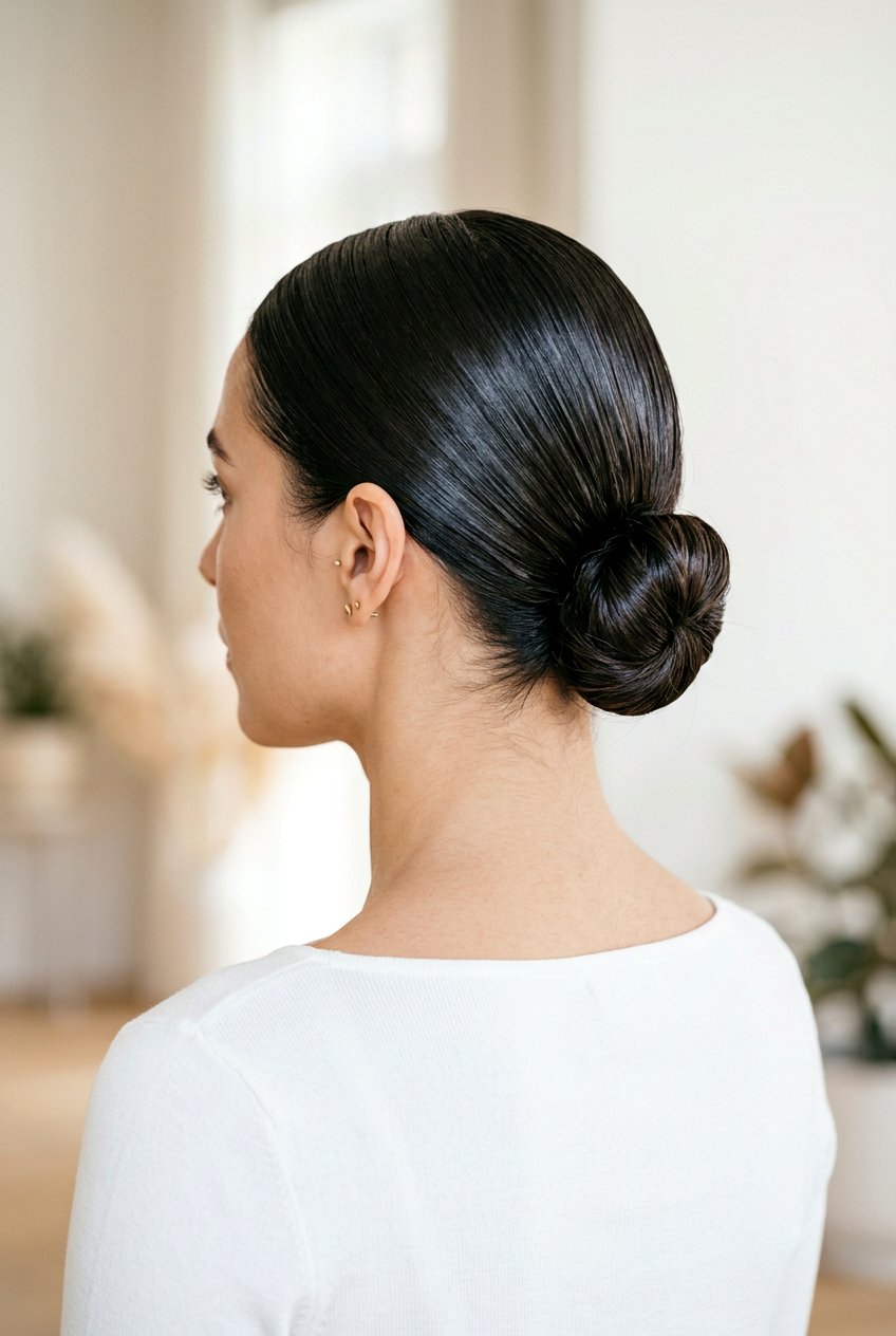 Slicked Back Low Bun - 20 editorial slicked back hairstyle - 20 editorial slicked back hairstyle