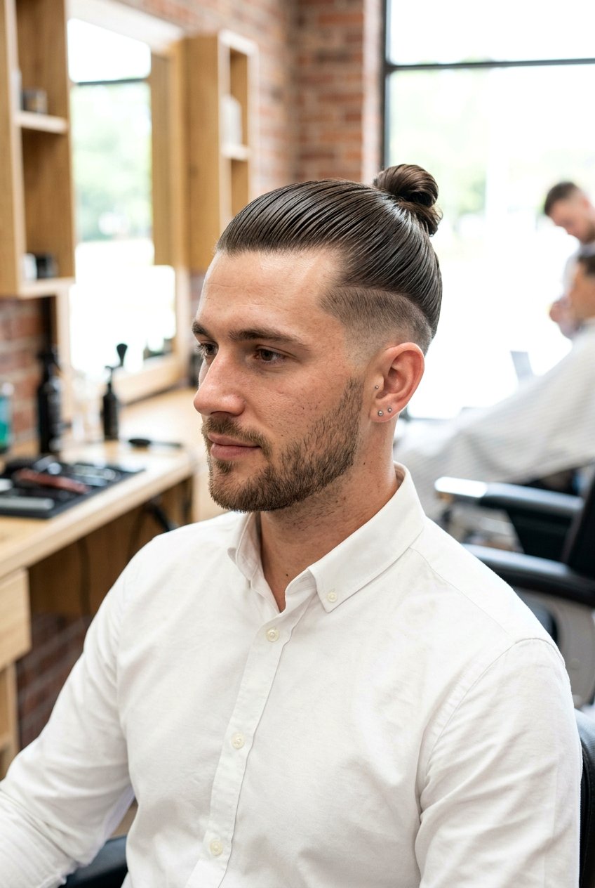 Slicked Back Man Bun Undercut - 20 man bun with undercut - 20 man bun with undercut