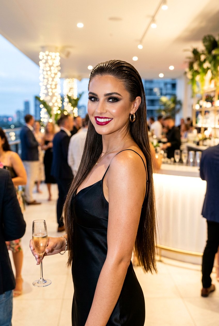 Slicked Back Party Hair For Long Lengths - 20 party hairstyles for long hair - 20 party hairstyles for long hair