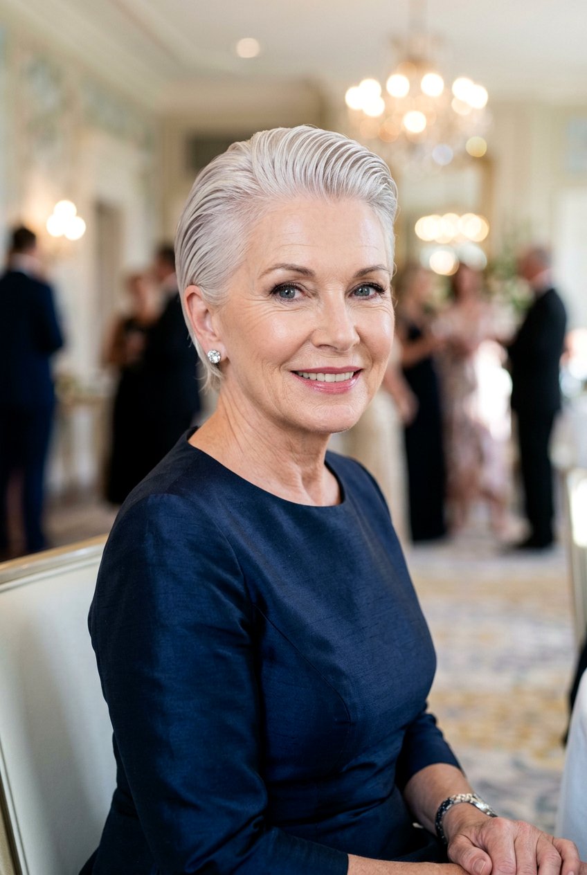 Slicked Back Pearl Blonde Short Hair - 20 pearl blonde for women over 60 - 20 pearl blonde for women over 60