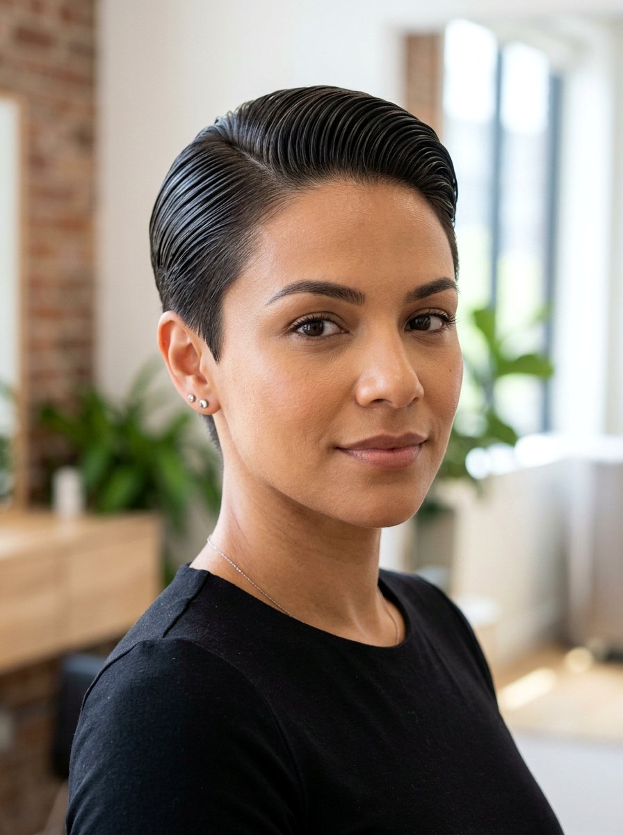 Slicked Back Pixie - 20 sleek pixie for older women - 20 sleek pixie for older women