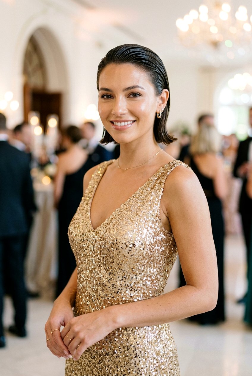 Slicked Back Short Bob - 20 mother of the bride short hairstyles - 20 mother of the bride short hairstyles