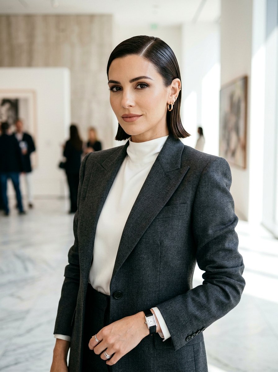 Slicked Back Side Part Bob - 20 red carpet bob with side part - 20 red carpet bob with side part