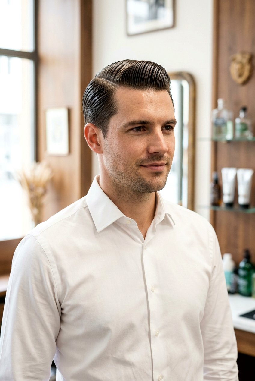 Slicked Back Side Part Hair - 20 editorial slicked back hairstyle - 20 editorial slicked back hairstyle