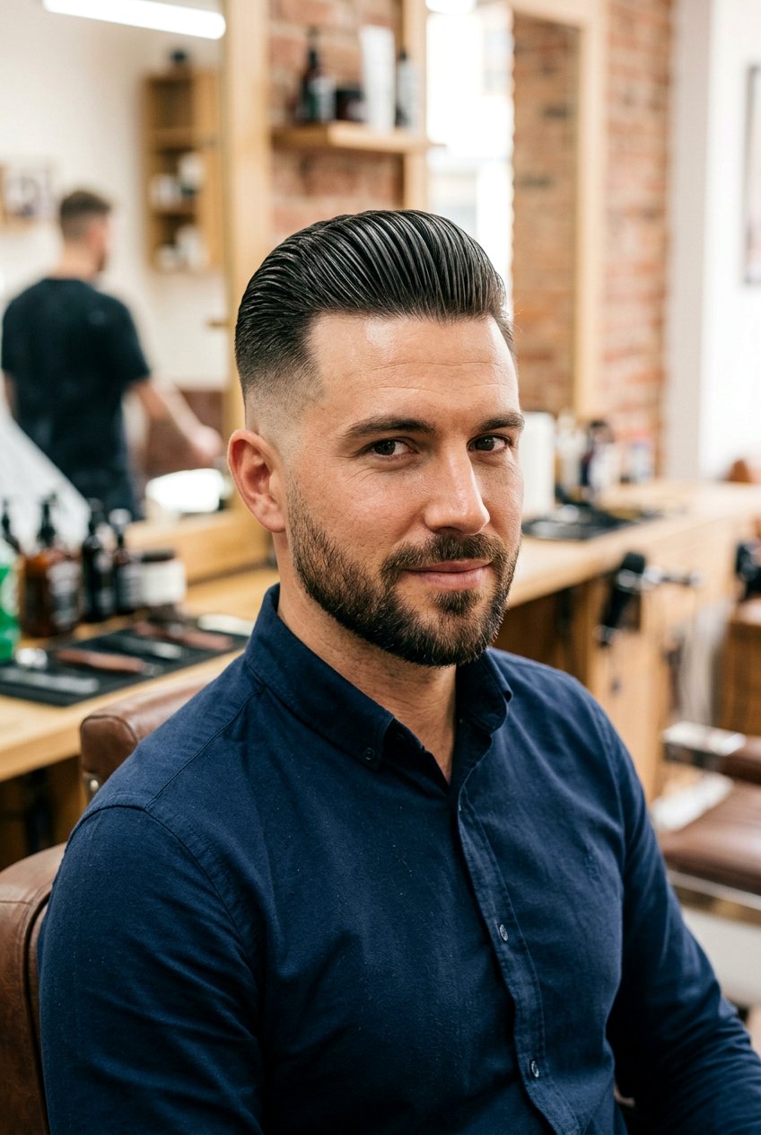 Slicked Back Style with High Fade - 20 hairstyles to cover bald spots - 20 hairstyles to cover bald spots