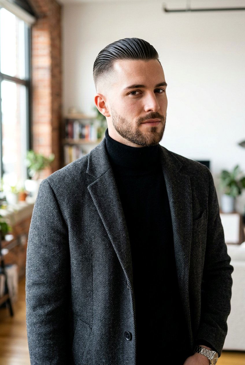 Slicked Back Undercut - 20 long top short sides haircut men - 20 long top short sides haircut men