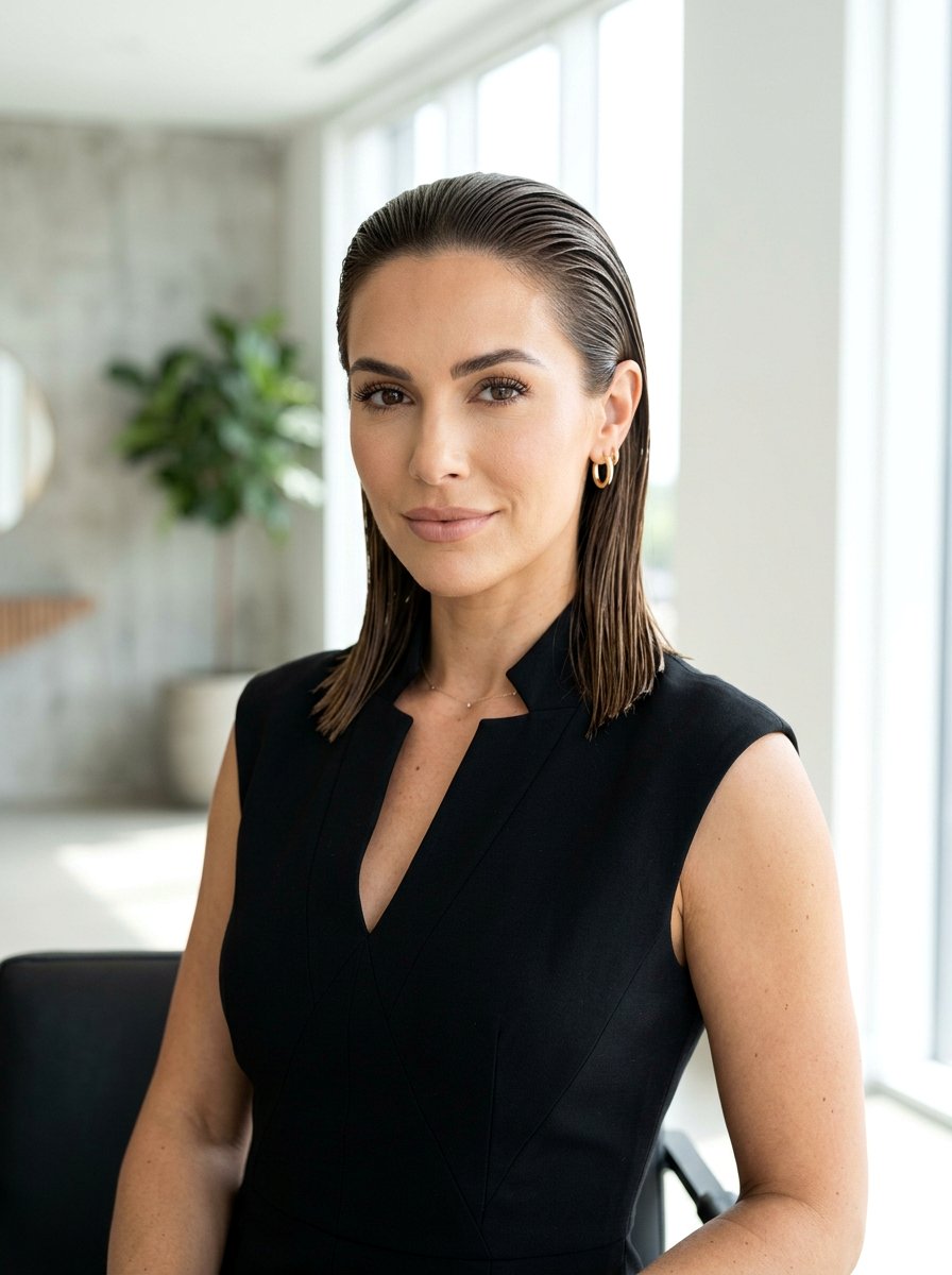 Slicked Back Wet Lob - 20 runway wet look hairstyle - 20 runway wet look hairstyle