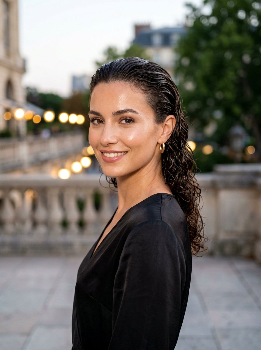 Slicked Back Wet Look Curls - 20 wet look curls hairstyle - 20 wet look curls hairstyle