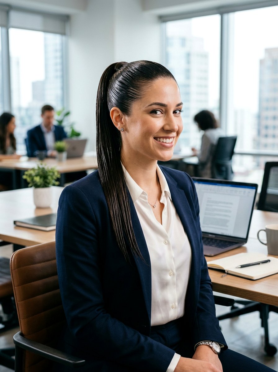 Slicked Back Wet Look Ponytail - 20 wet look ponytail hairstyle - 20 wet look ponytail hairstyle