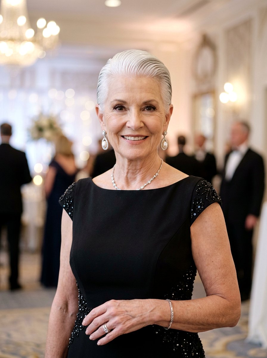 Slicked Back White Pixie - 20 white pixie haircut for older women - 20 white pixie haircut for older women