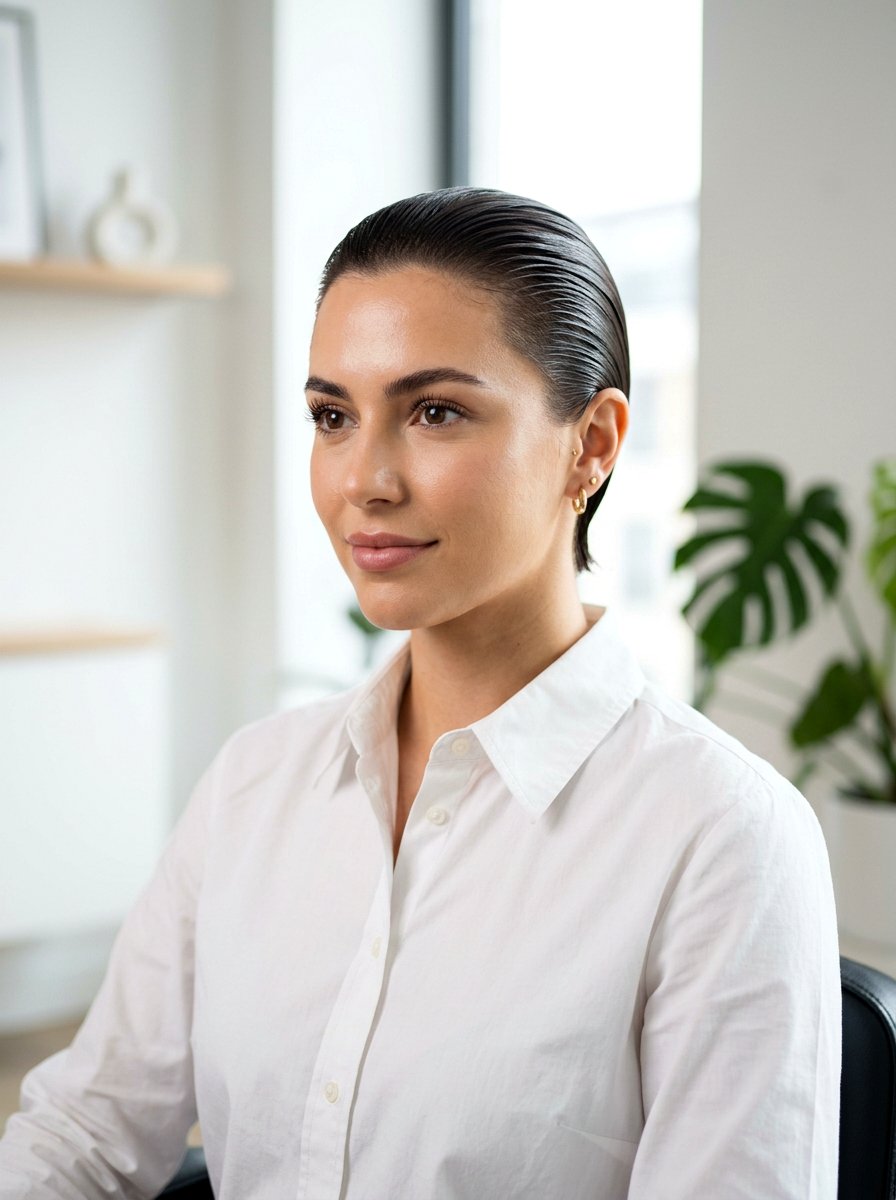 Slicked Back With Gel - 20 hairstyle to blend short regrowth - 20 hairstyle to blend short regrowth