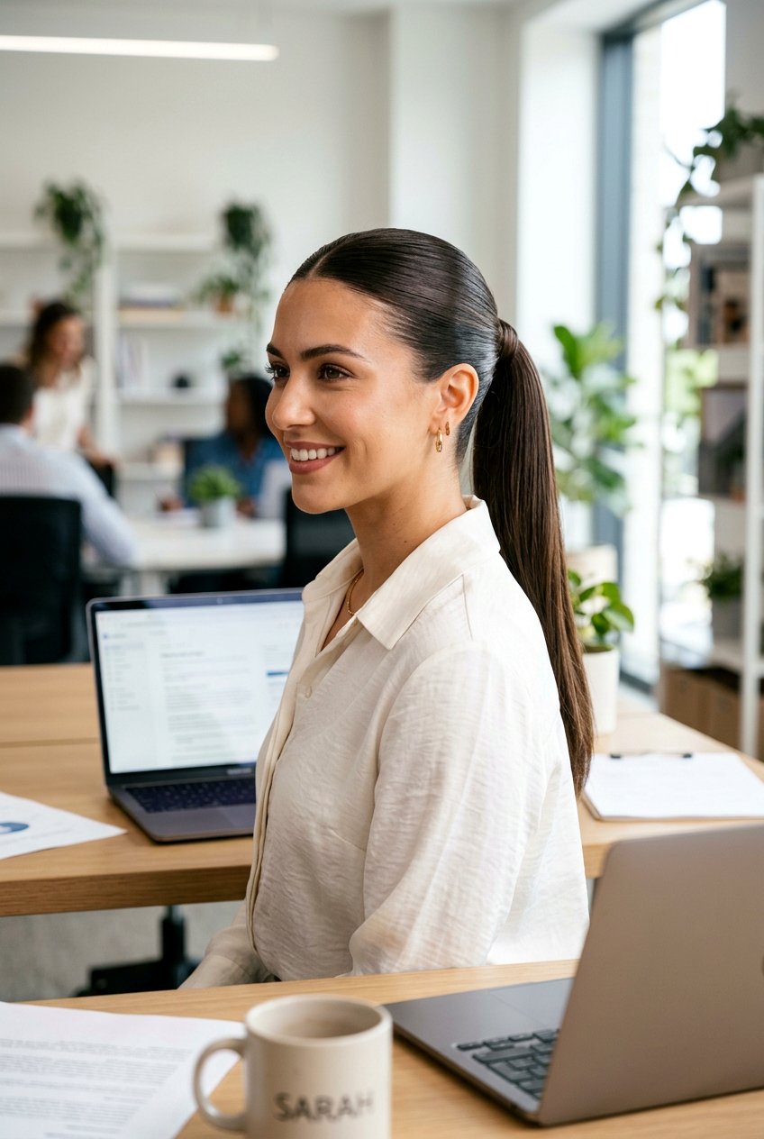 Slicked Mid Height Ponytail - 20 rainy day ponytail for women - 20 rainy day ponytail for women