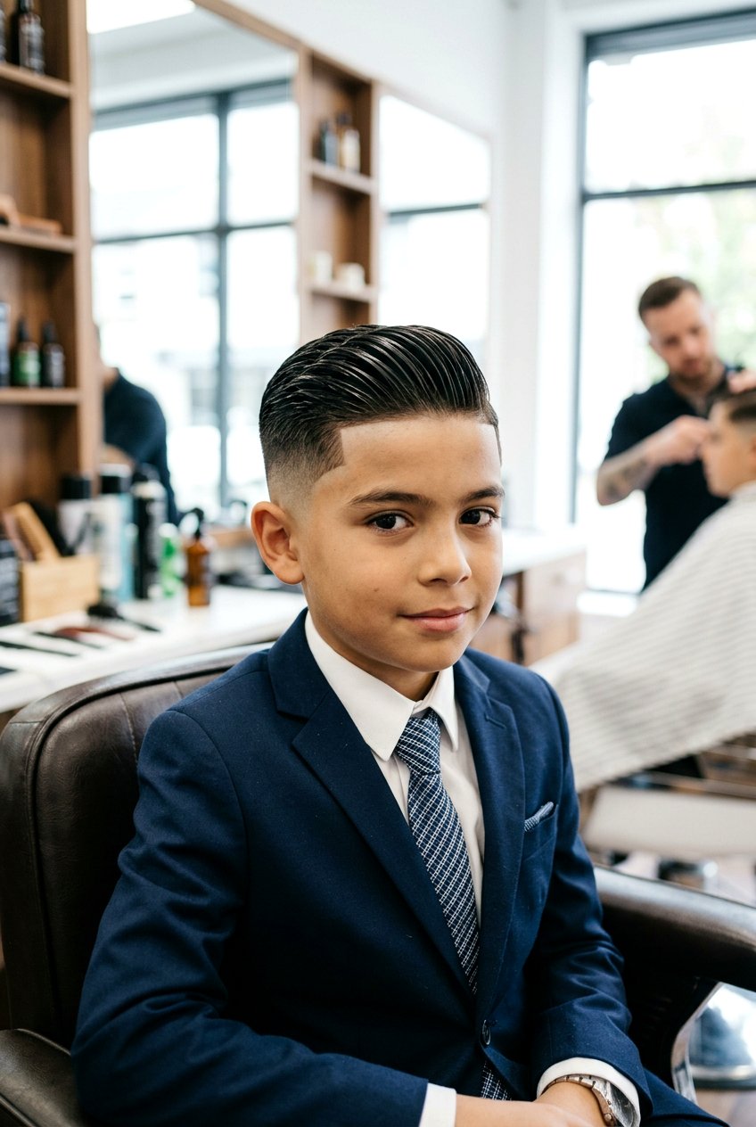 Slicked Side Swept Fringe With High Fade - 20 boys haircut with side swept fringe - 20 boys haircut with side swept fringe