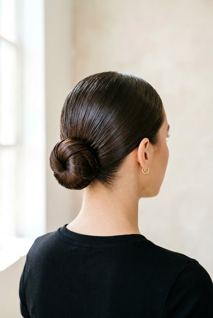 Slicked back bun - 20 back to school hairstyles for long hair - 20 back to school hairstyles for long hair