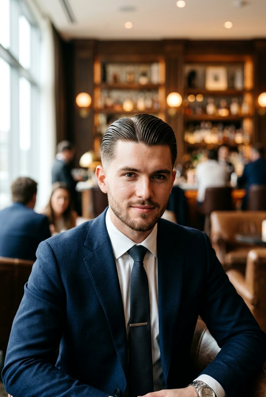 Slicked back curtain haircut - 20 curtain haircut for men - 20 curtain haircut for men