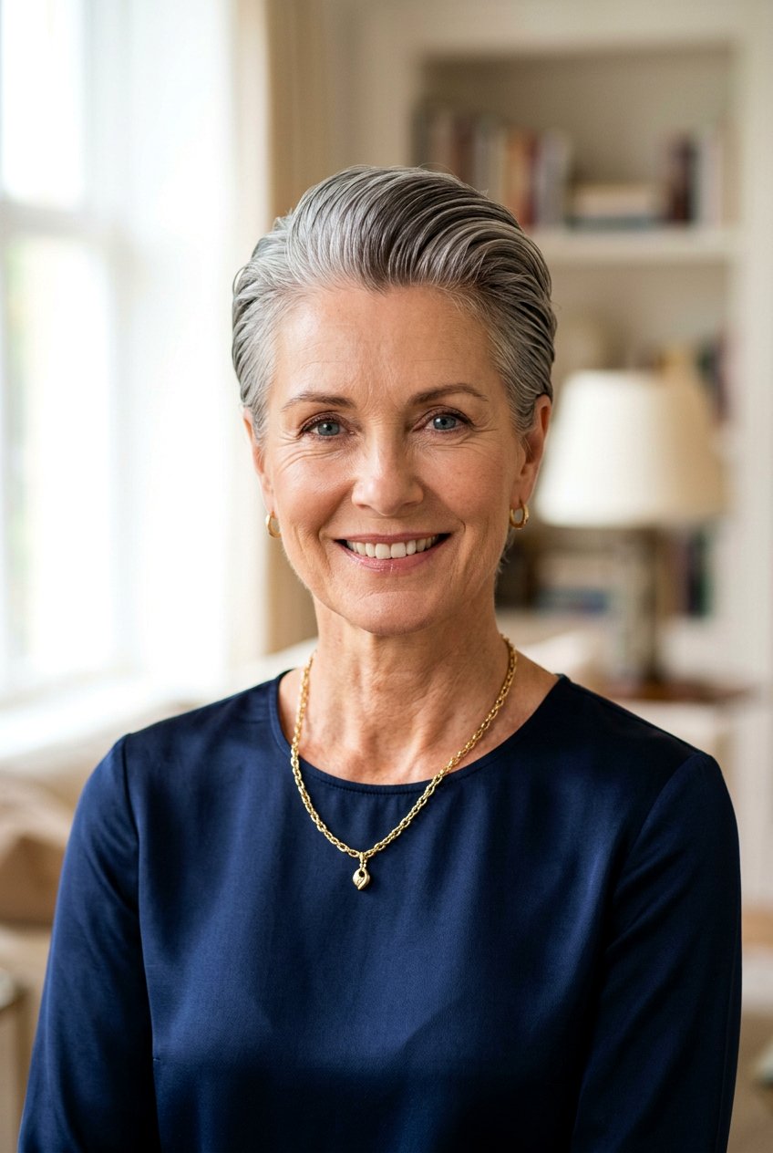 Slicked back pixie - 20 modern pixie for women over 50 - 20 modern pixie for women over 50