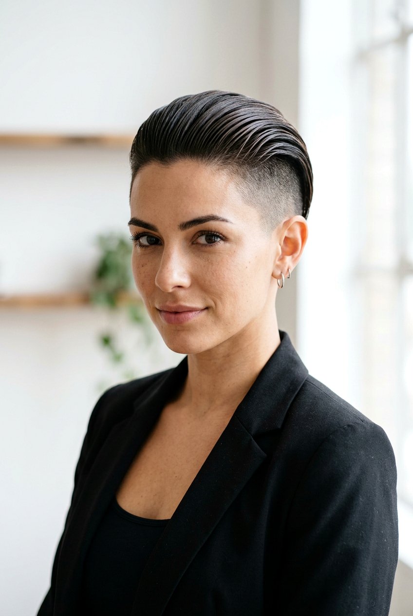 Slicked back undercut - 20 edgy short haircuts for women - 20 edgy short haircuts for women