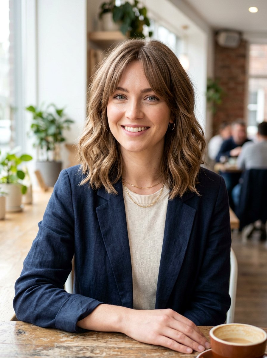 Slight Side Part Lob With Curtain Bangs - 20 straight lob with curtain bangs - 20 straight lob with curtain bangs