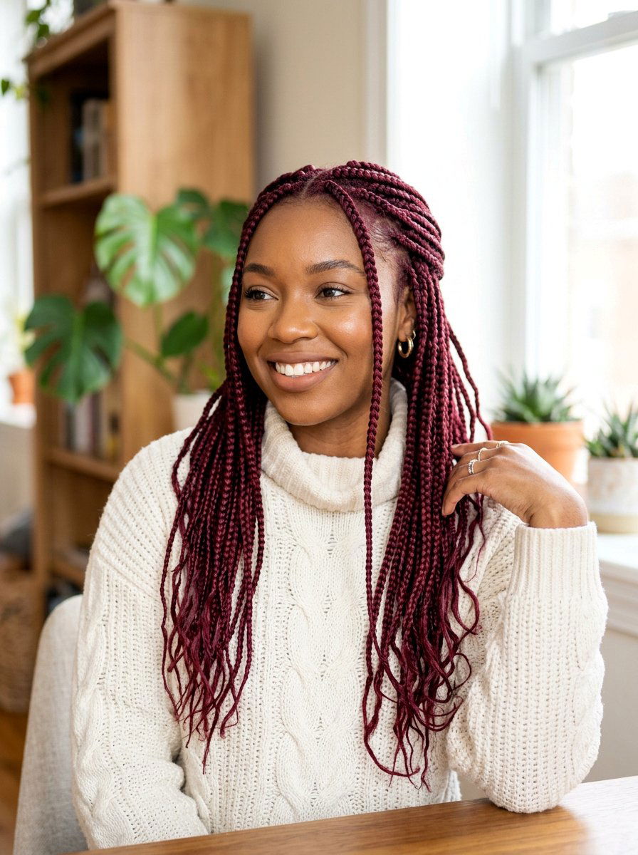 Small Box Braids Burgundy - 20 small box braids hairstyles - 20 small box braids hairstyles