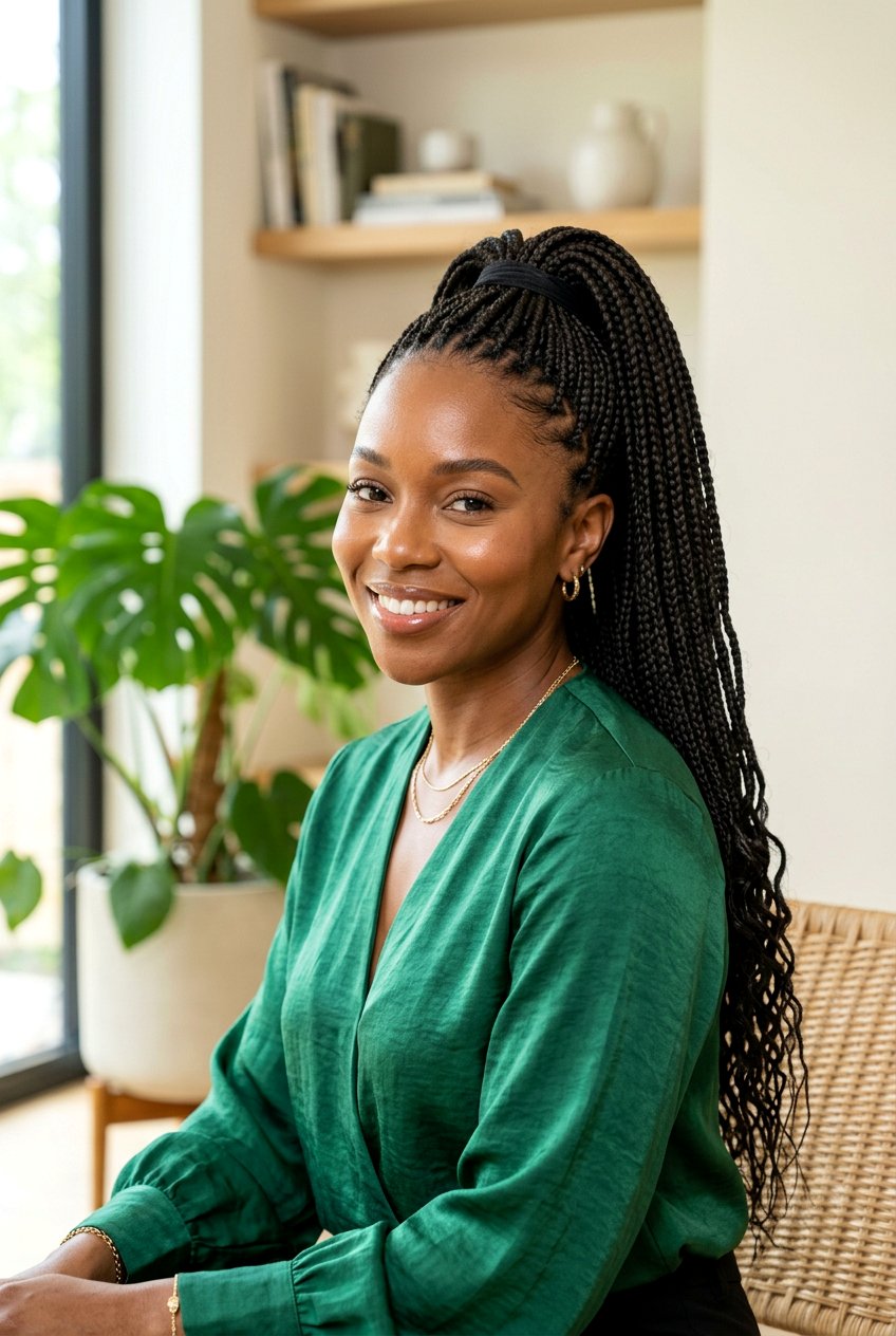 Small Box Braids Ponytail - 20 box braids ponytail hairstyle - 20 box braids ponytail hairstyle