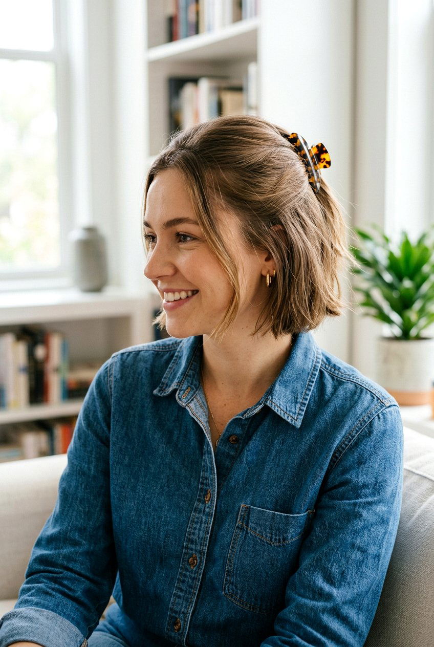 Small Claw Clip - 20 school hairstyle for short bob hair - 20 school hairstyle for short bob hair