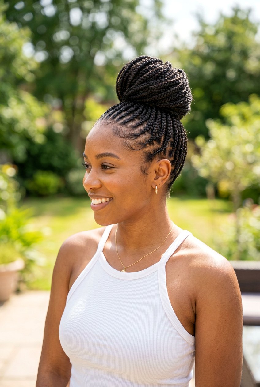 Small Feed In Braids Bun - 20 feed in braids bun hairstyle - 20 feed in braids bun hairstyle