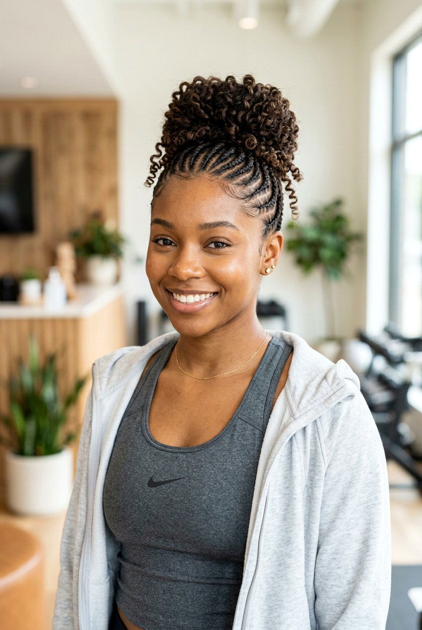 Small Feed In Braids Curly Bun - 20 feed in braids with curly bun - 20 feed in braids with curly bun