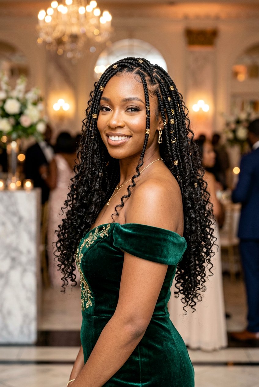 Small Goddess Knotless Braids - 20 small knotless braids with curls - 20 small knotless braids with curls