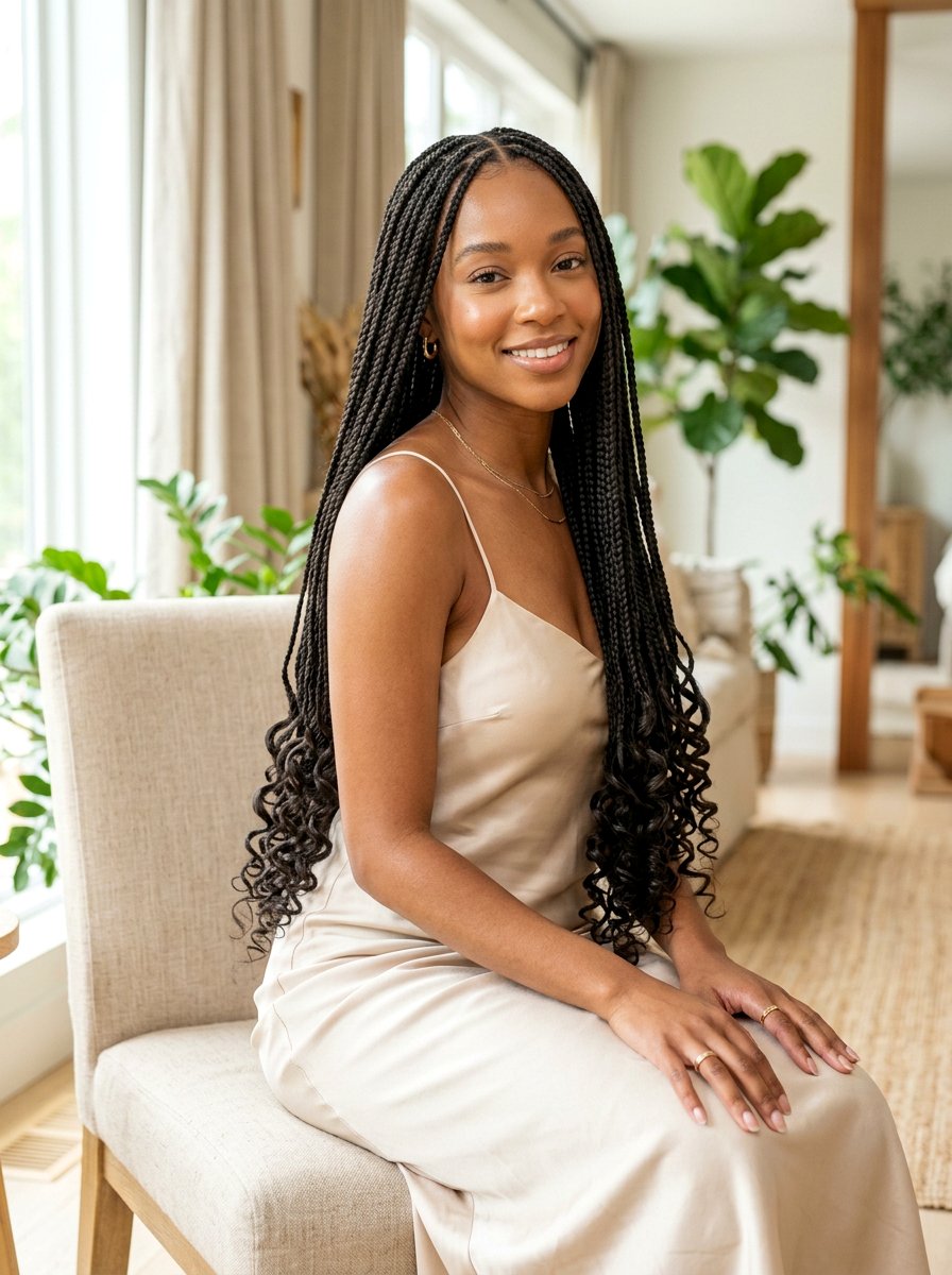 Small Knotless Braids With Curls - 20 knotless braids with curls - 20 knotless braids with curls