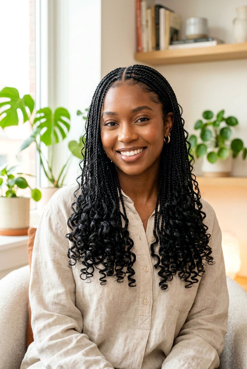 20 Stunning Small Knotless Braids with Curls to Try Now