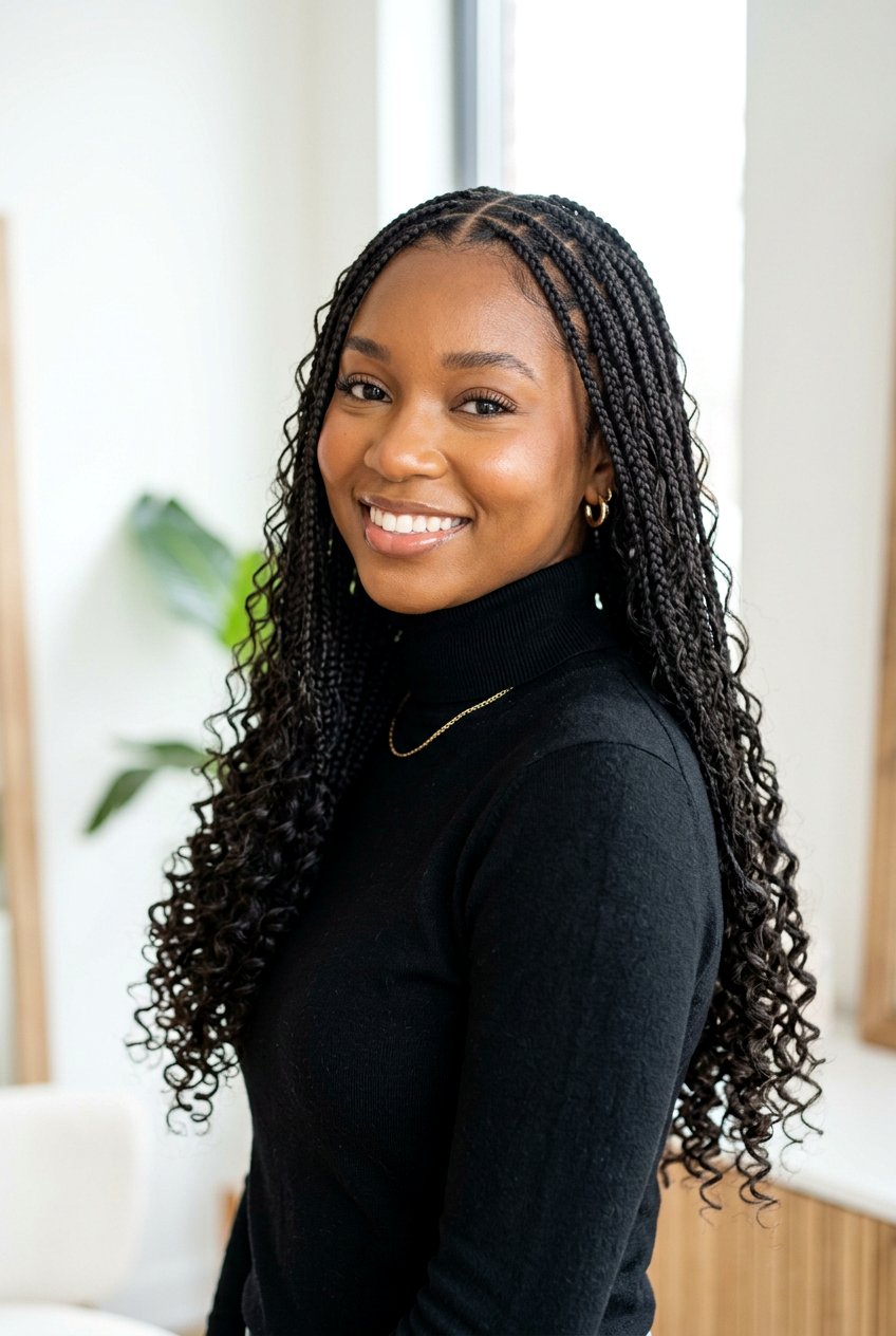 Small Knotless Braids With Curly Ends - 20 knotless braids with curly ends for women - 20 knotless braids with curly ends for women