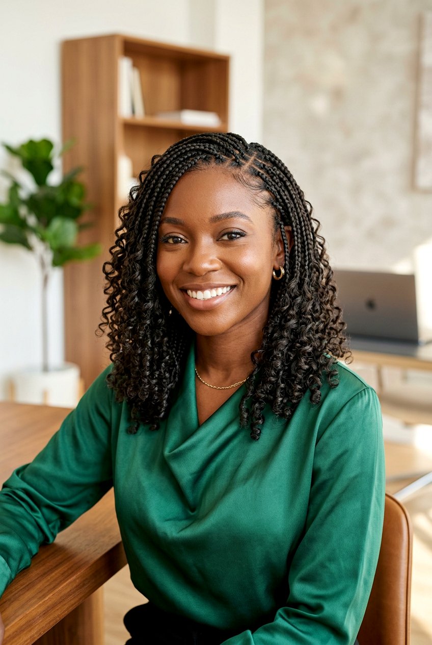 Small Knotless Braids With Human Hair Curls - 20 small knotless braids with curls - 20 small knotless braids with curls