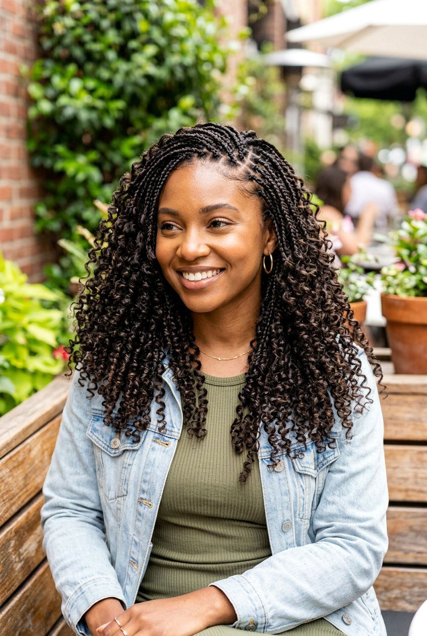 Small Knotless Braids With Spiral Curls - 20 small knotless braids with curls - 20 small knotless braids with curls