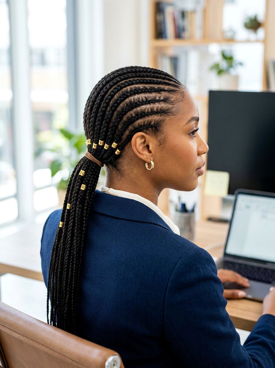 Small Straight Back Cornrows Low Ponytail - 20 straight back cornrows with ponytail - 20 straight back cornrows with ponytail