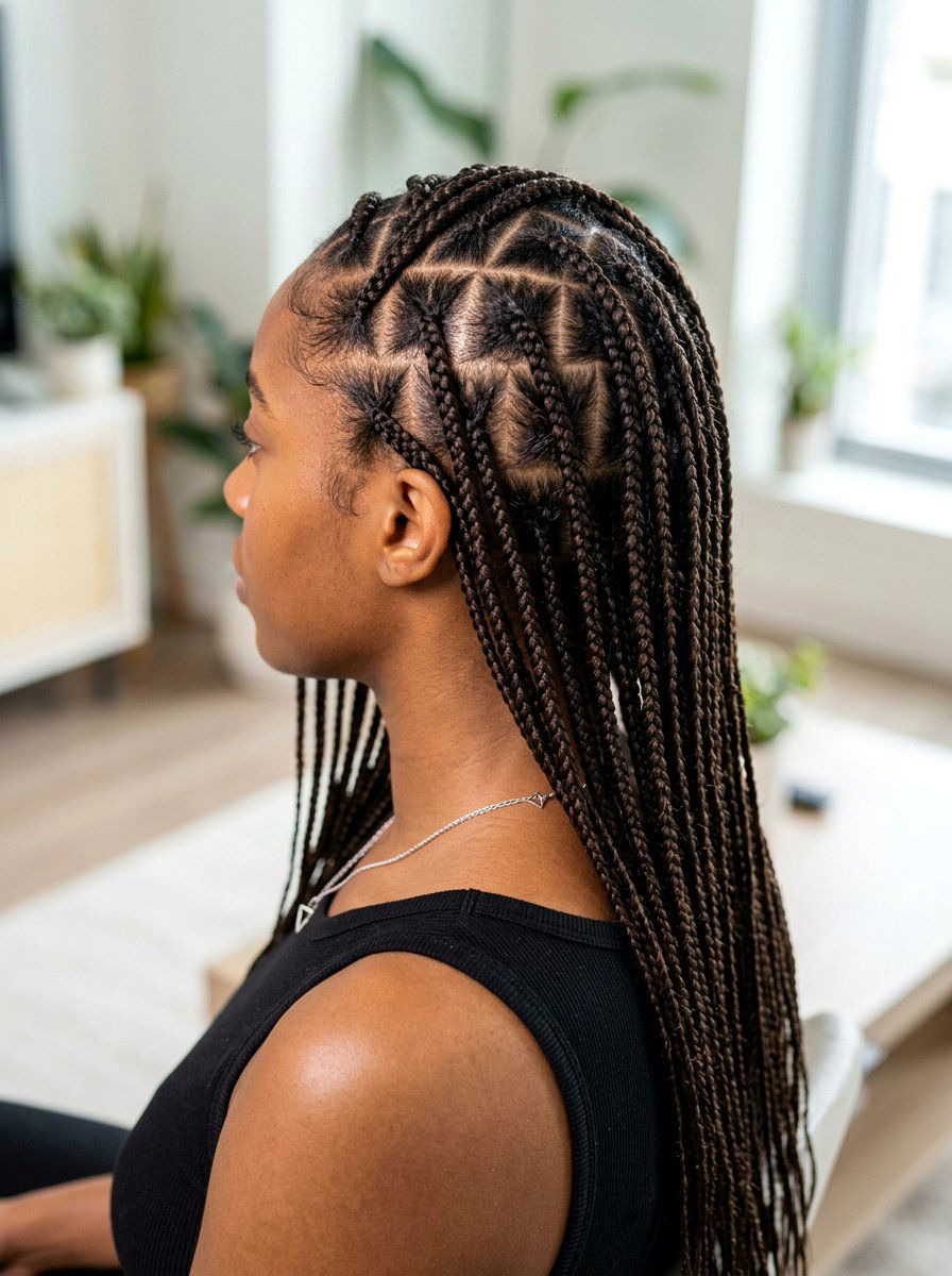 Small knotless braids triangle parts - 20 small knotless braids hairstyles - 20 small knotless braids hairstyles