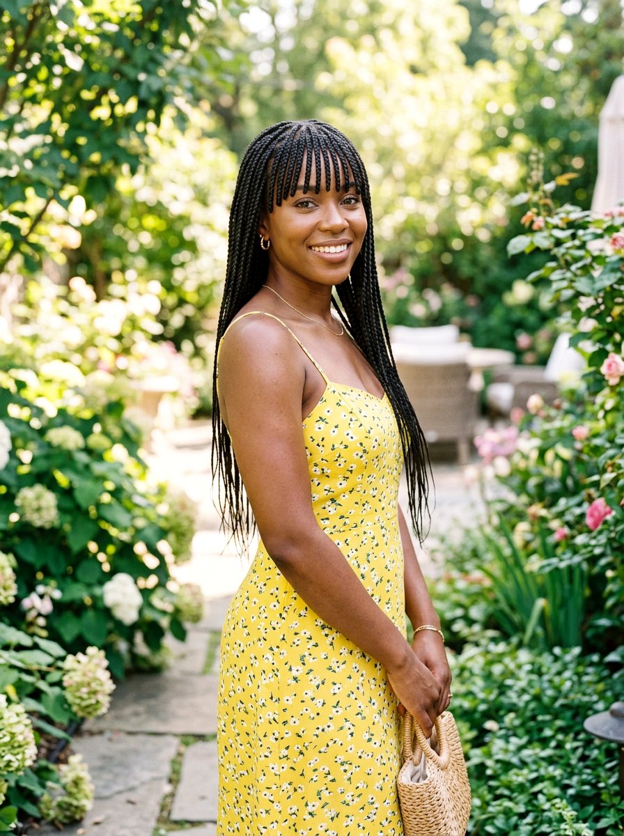 Small knotless braids with bangs - 20 small knotless braids hairstyles - 20 small knotless braids hairstyles