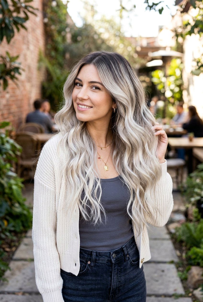 Smoked Marshmallow Balayage on Long Hair - 20 smoked marshmallow hair color - 20 smoked marshmallow hair color