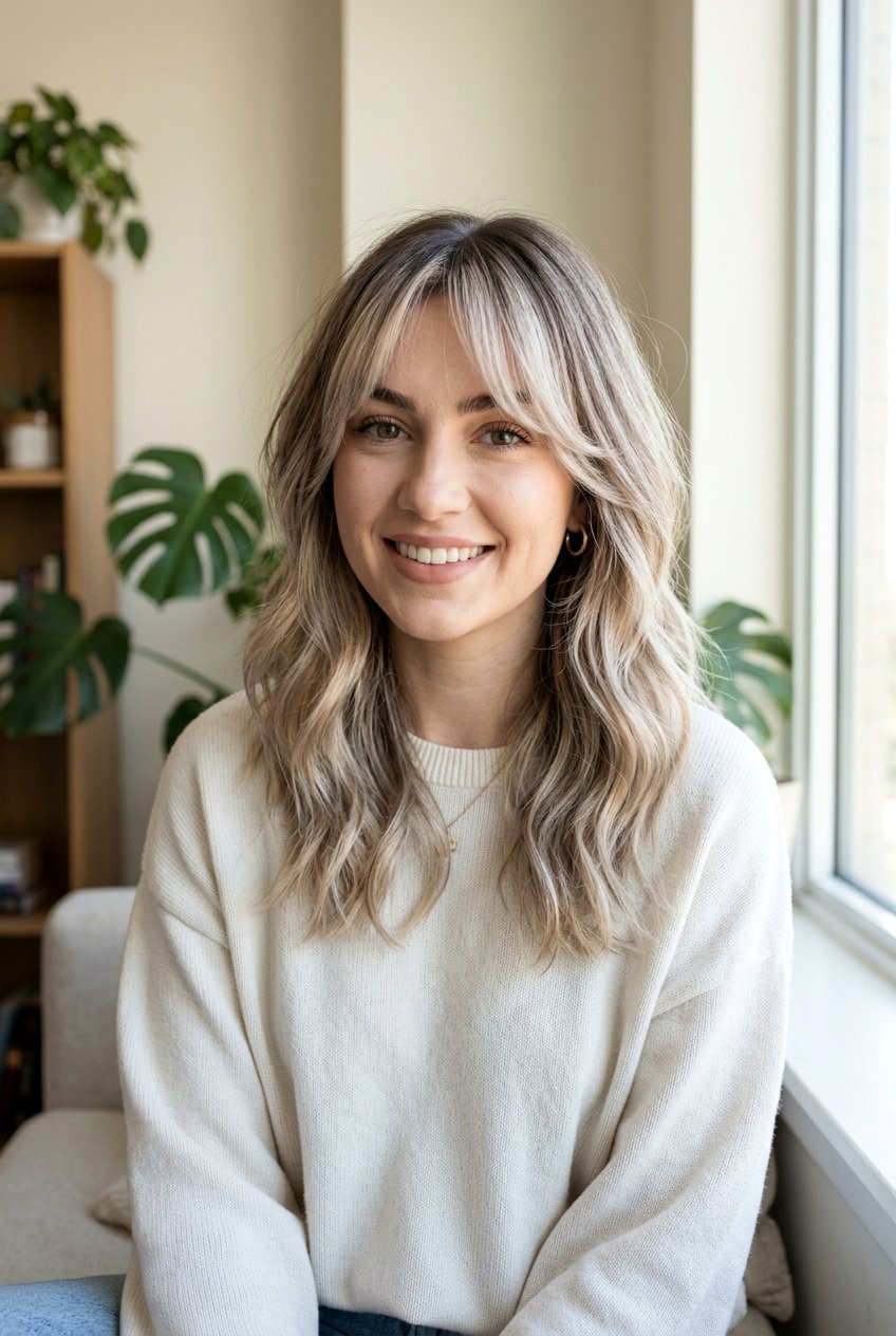 Smoked Marshmallow Color with Curtain Bangs - 20 smoked marshmallow hair color - 20 smoked marshmallow hair color