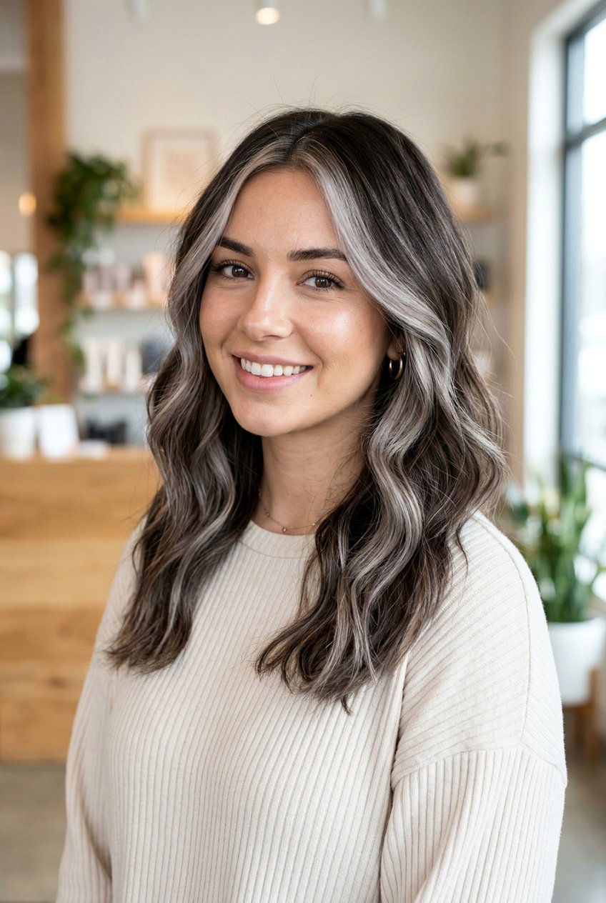 Smoked Marshmallow Highlights on Dark Brown Hair - 20 smoked marshmallow hair color - 20 smoked marshmallow hair color