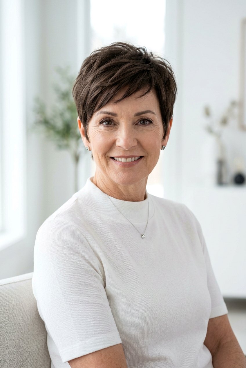 Smoked Walnut Pixie - 20 natural brunette refresh for mature women - 20 natural brunette refresh for mature women