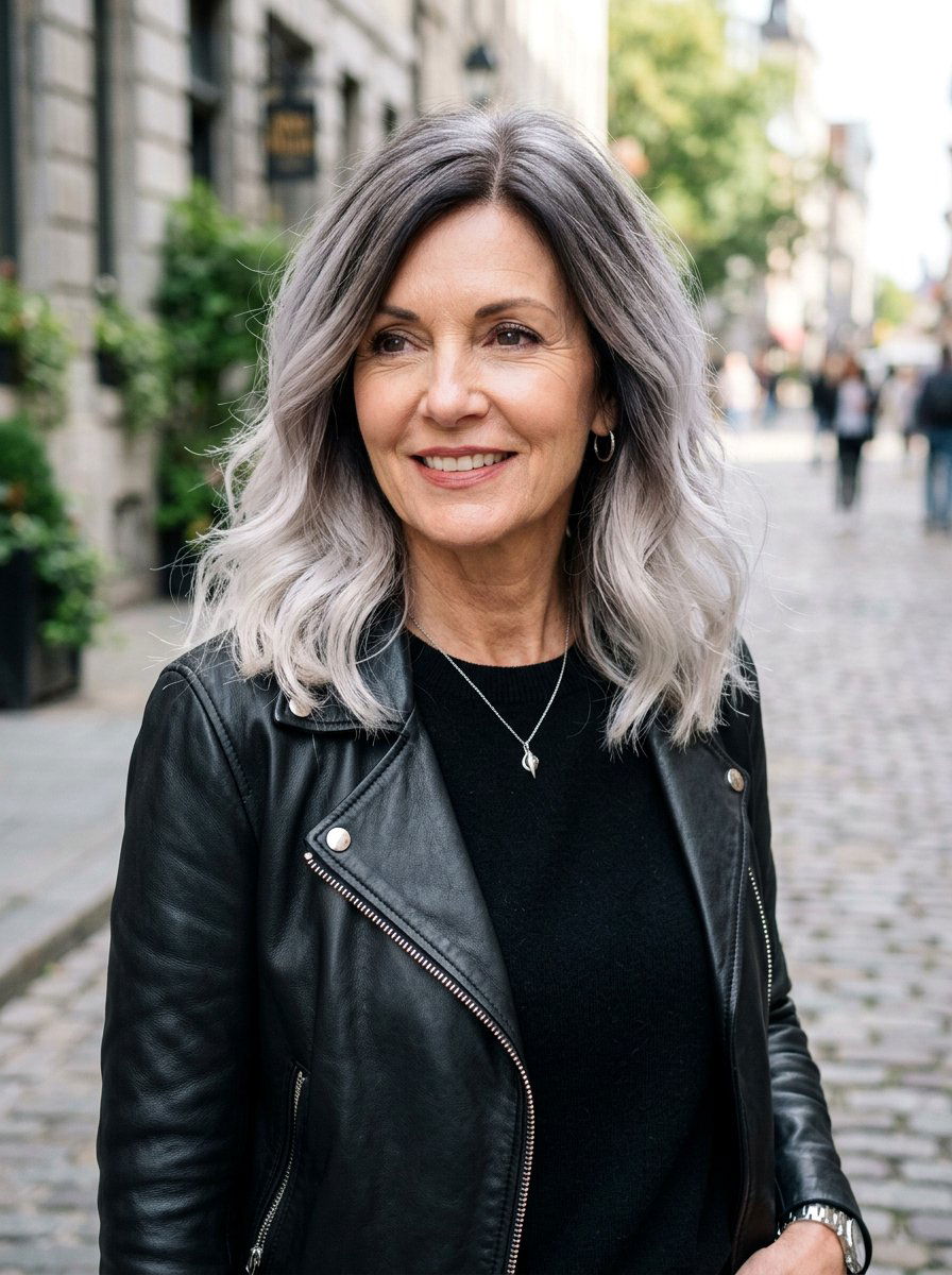 Smokey Silver Ombre - 20 silver highlights for women over 60 - 20 silver highlights for women over 60