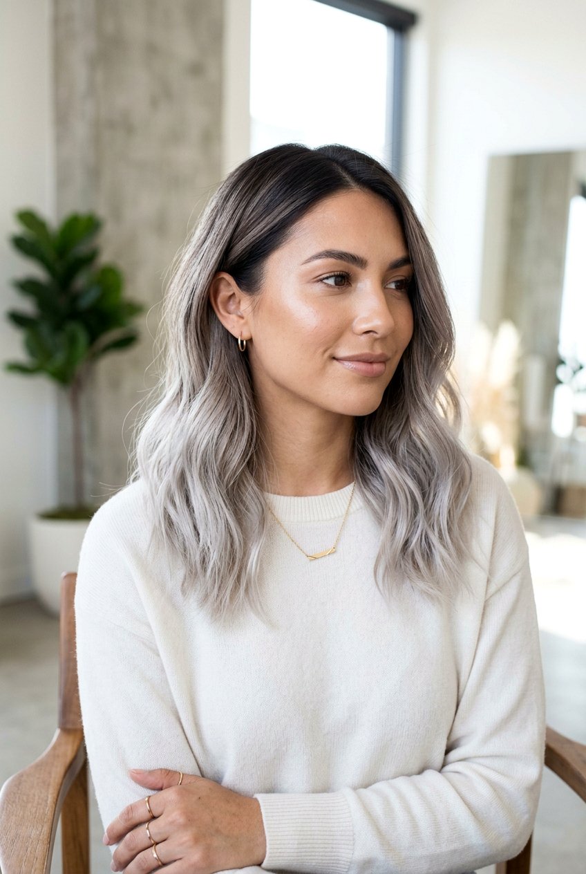 Smoky Ash Blonde Ombre - 20 ash blonde highlights for gray blending - 20 ash blonde highlights for gray blending