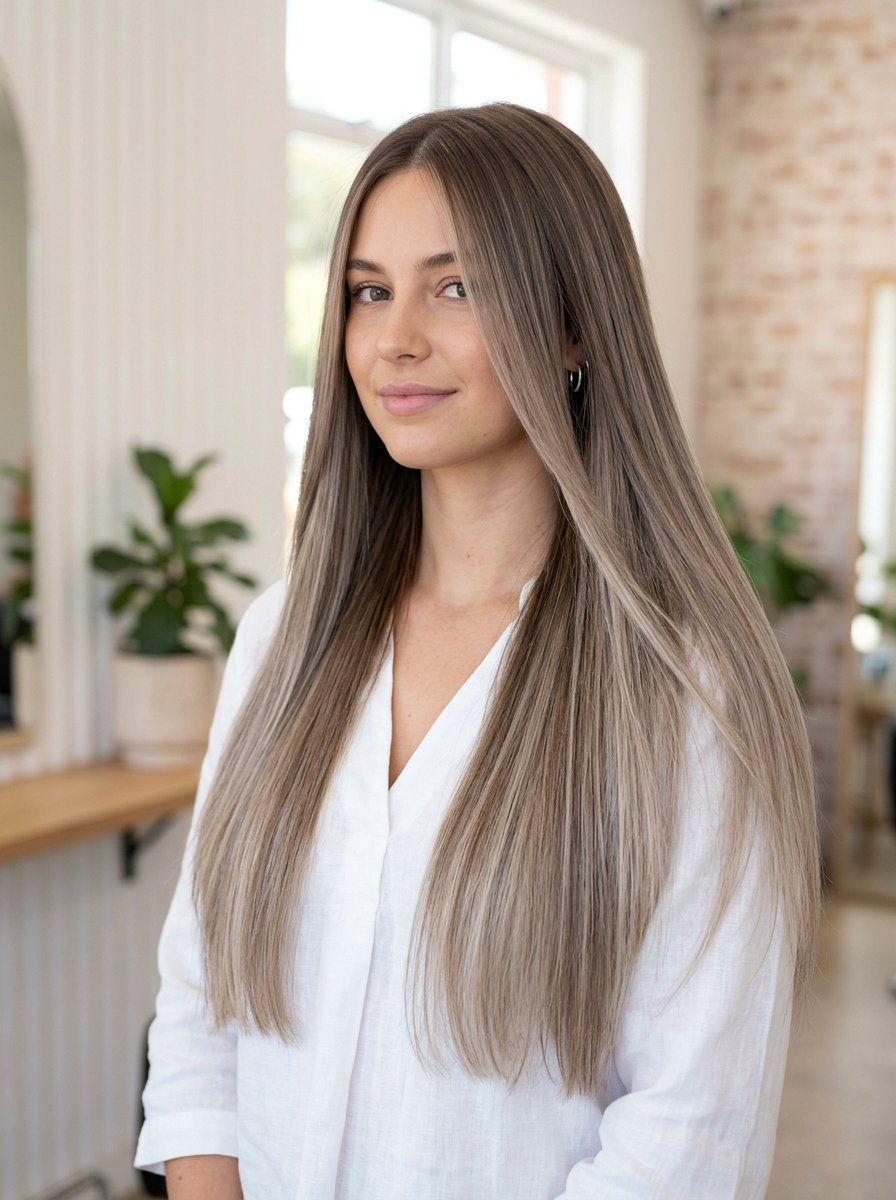 Smoky Bronde Balayage on Long Straight Hair - 20 smoky bronde balayage - 20 smoky bronde balayage