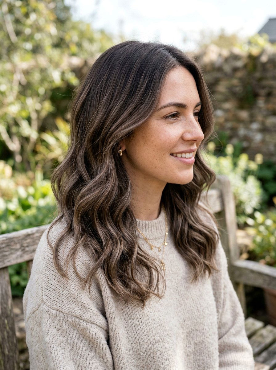 Smoky Brown Balayage On Wavy Hair - 20 smoky brown balayage - 20 smoky brown balayage