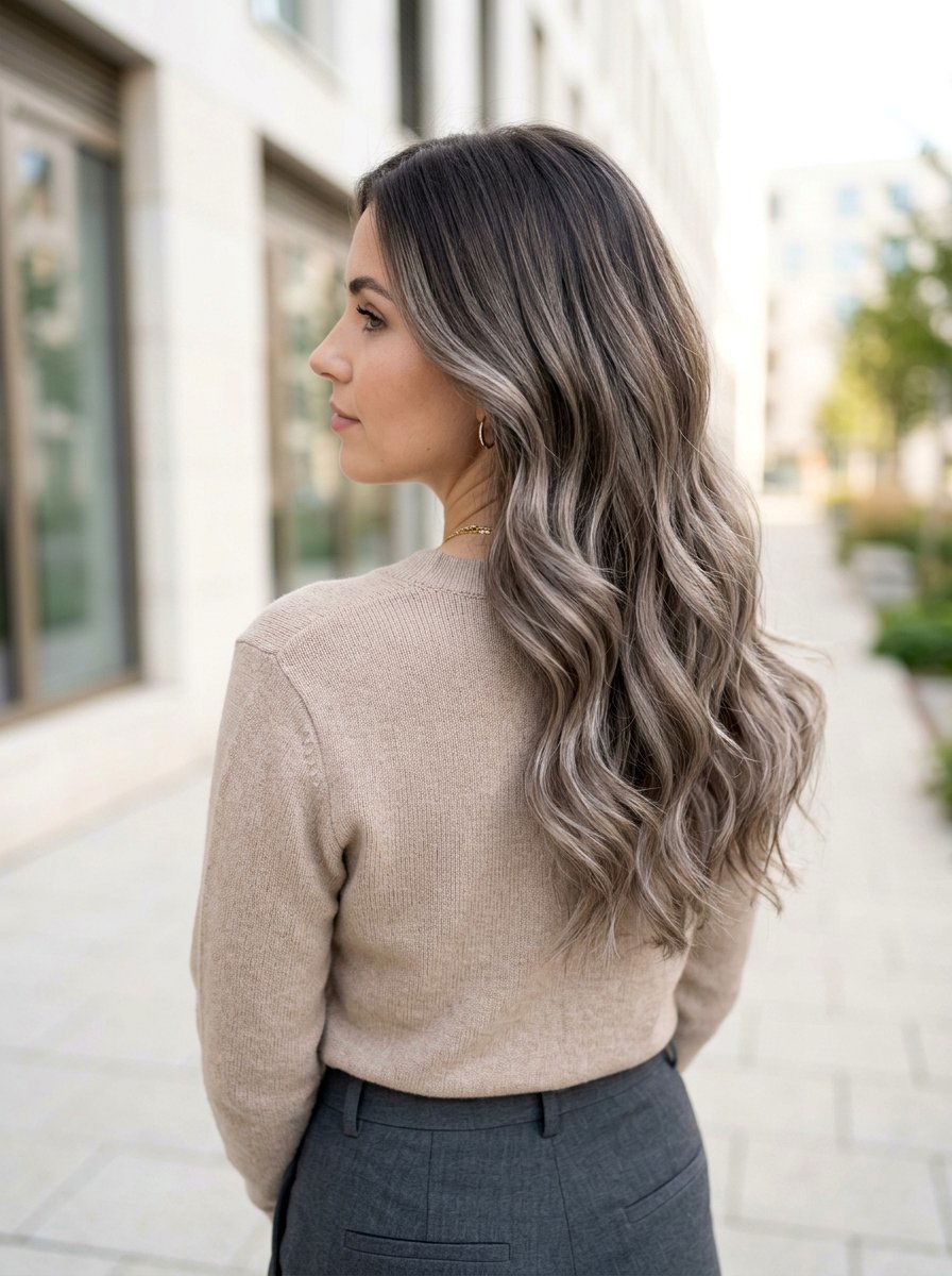 Smoky Brown Balayage With Ash Tones - 20 smoky brown balayage - 20 smoky brown balayage