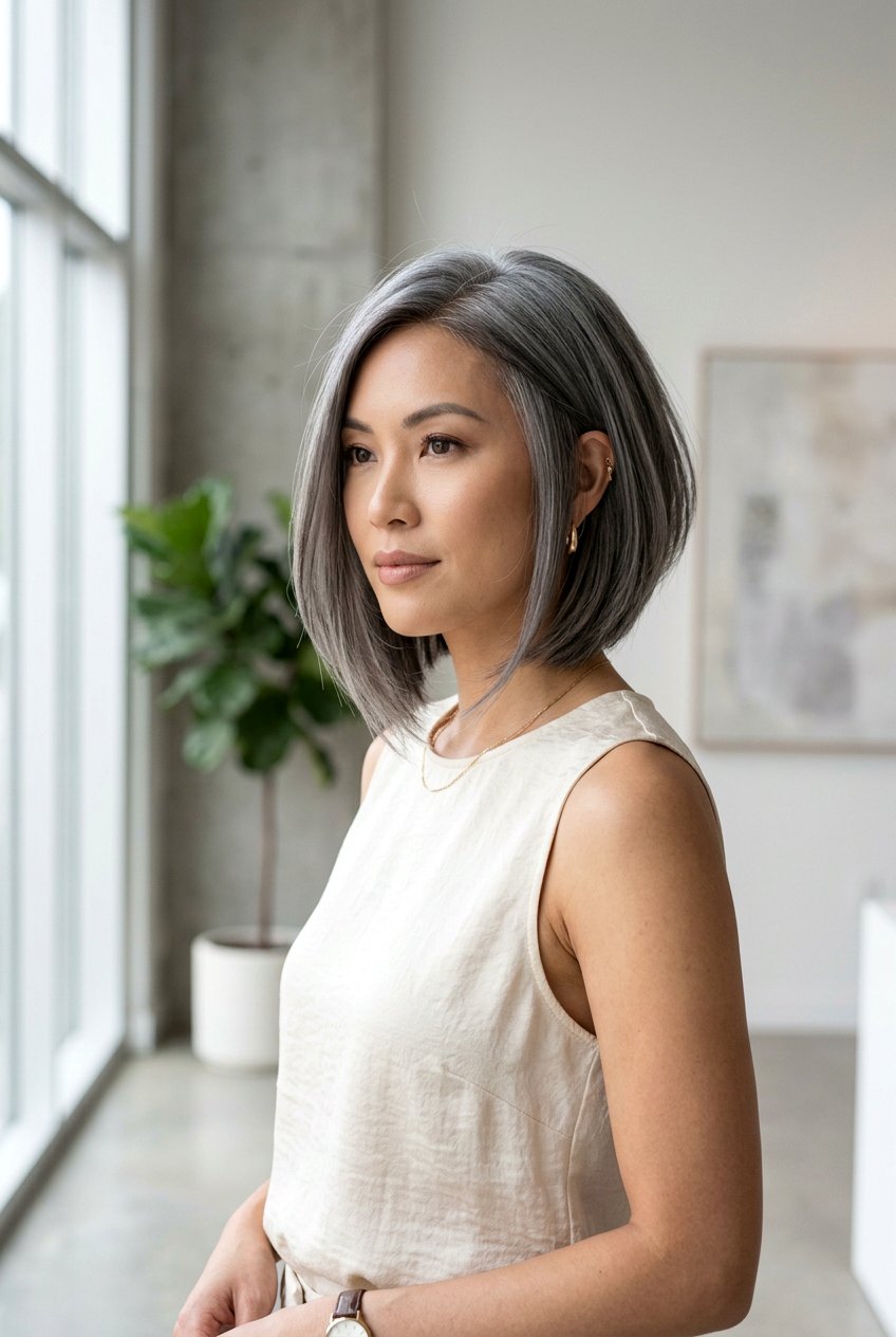 Smoky Gray Bob - 20 hair color ideas for short bob hair - 20 hair color ideas for short bob hair