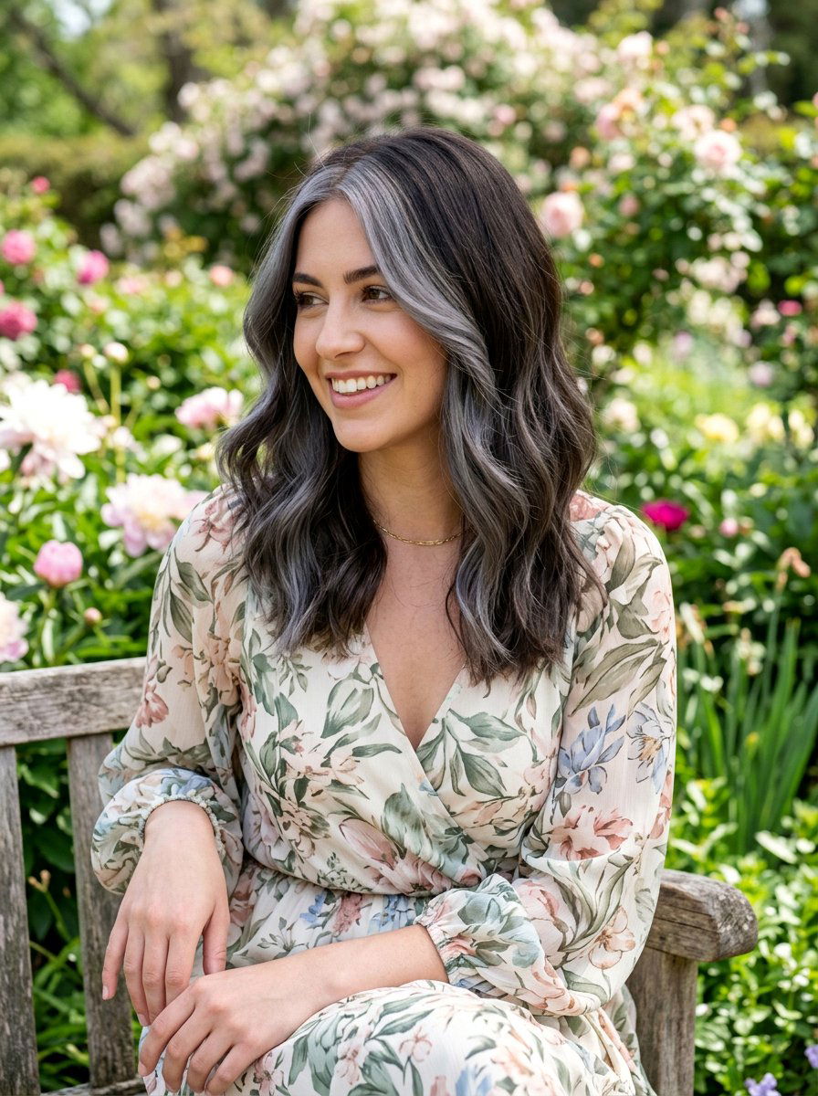 Smoky Gray Money Piece Balayage - 20 smoky gray money piece hair - 20 smoky gray money piece hair