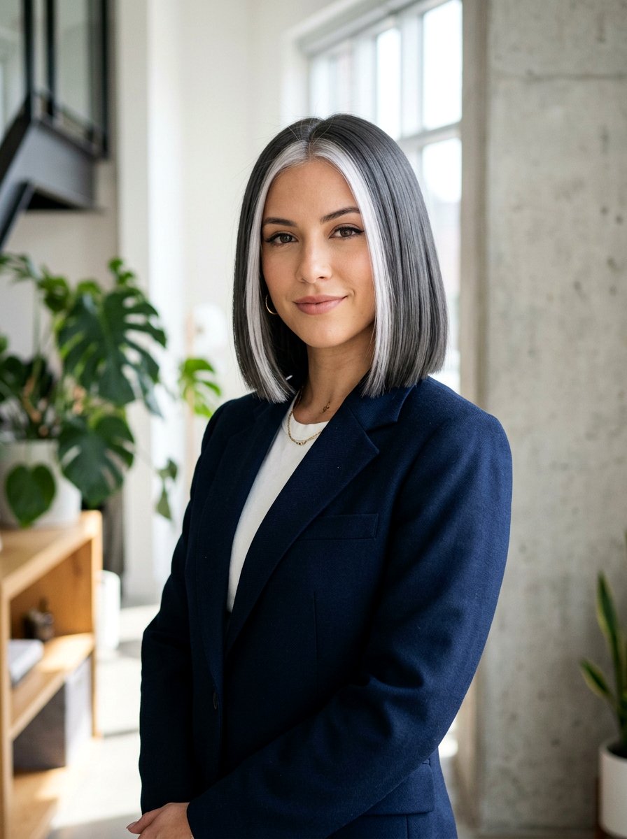 Smoky Gray Money Piece Bob - 20 smoky gray money piece hair - 20 smoky gray money piece hair