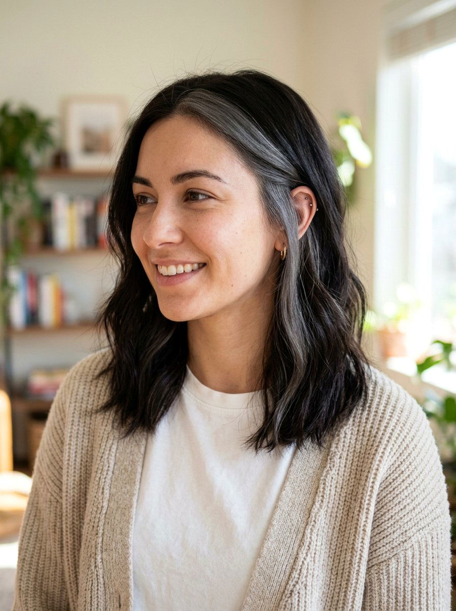 Smoky Gray Money Piece Peekaboo - 20 smoky gray money piece hair - 20 smoky gray money piece hair